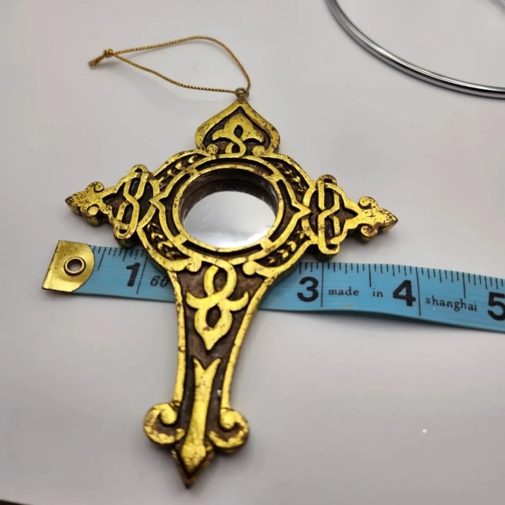 Christmas Ornament, Set of 2 Gold, with mirrors